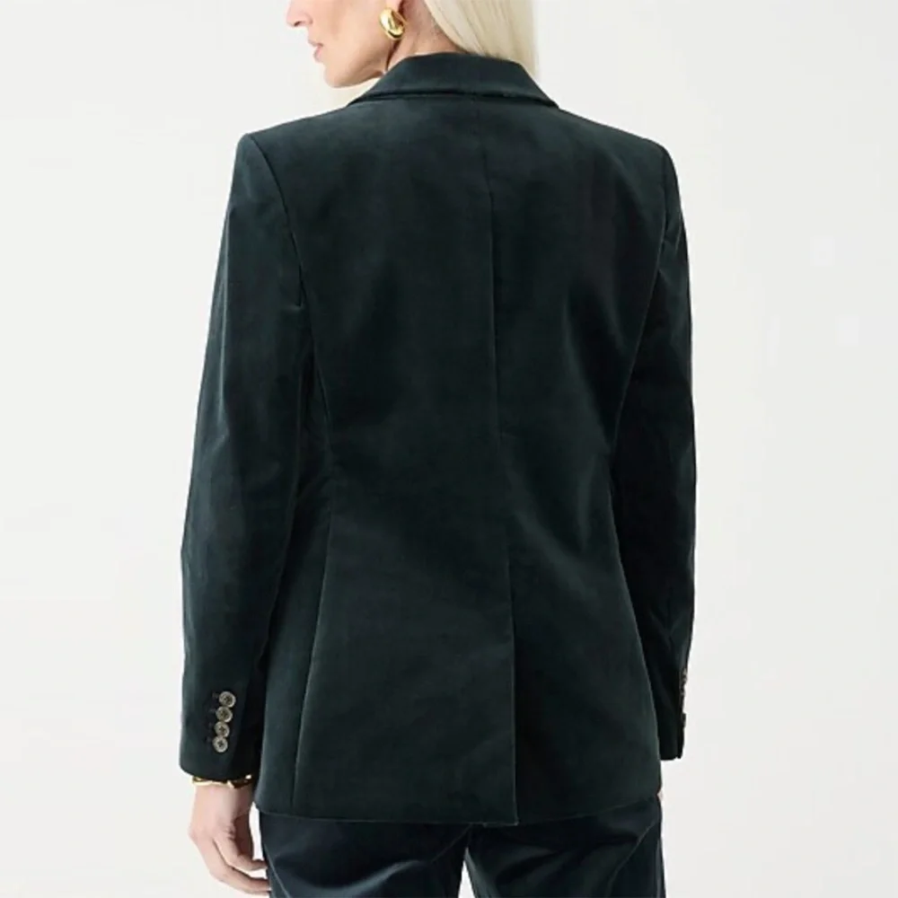 J. Crew - Tall Nipped-in Blazer in Stretch Velvet - Black / Green
